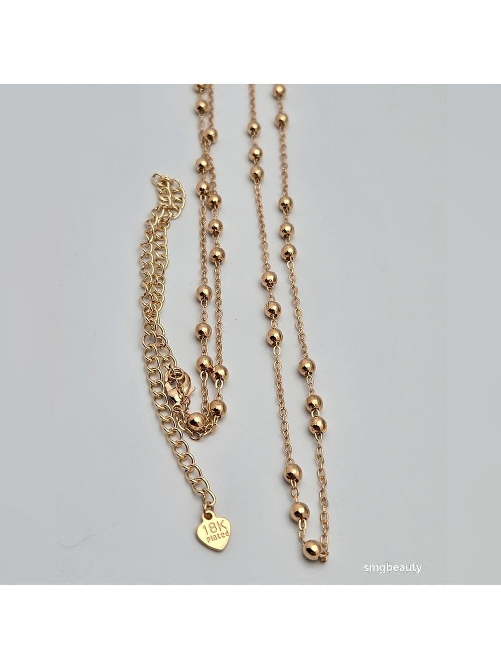 18K Gold-Plated Ball Bead Chain Necklace 18'' Adjustable NWOT